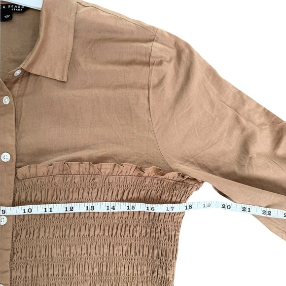 Veronica Beard Kelsey button down smocked dress Size 14, camel brown - Picture 9 of 15